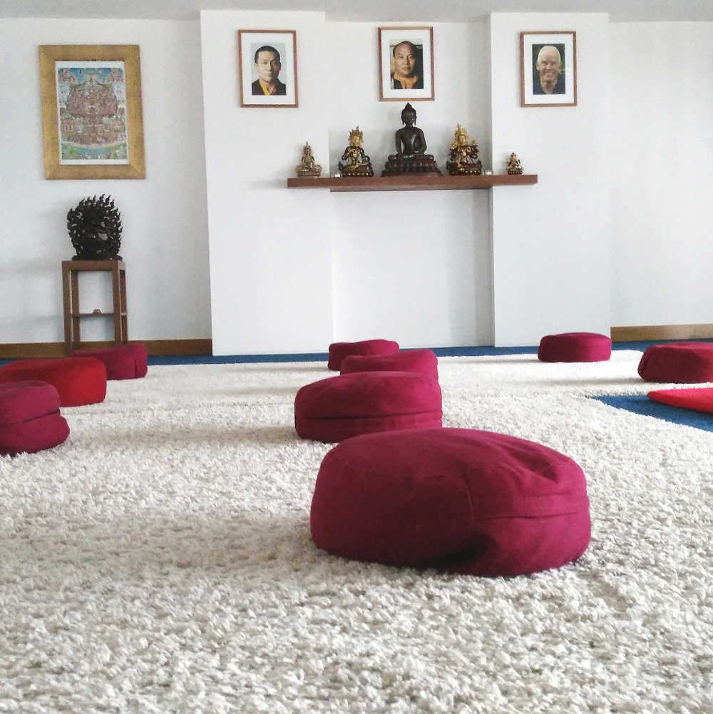 Meditation cushions prepared in the Dublin Diamond Way Buddhist Centre